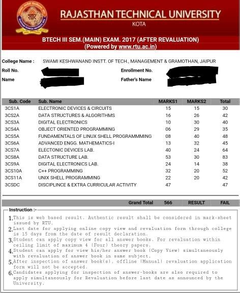rtu 1st sem result